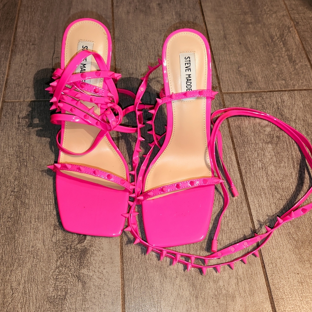 Hot Pink Steve Maden Ankle Wrap Sexy Shoes